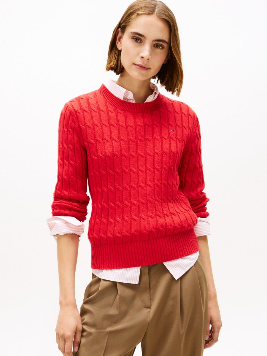 <p style="text-align: left;"><span style="font-family: 'Futura LT W01 Book'; letter-spacing: 0px; color: #000;">Cable Knit Crew Neck Jumper</span>